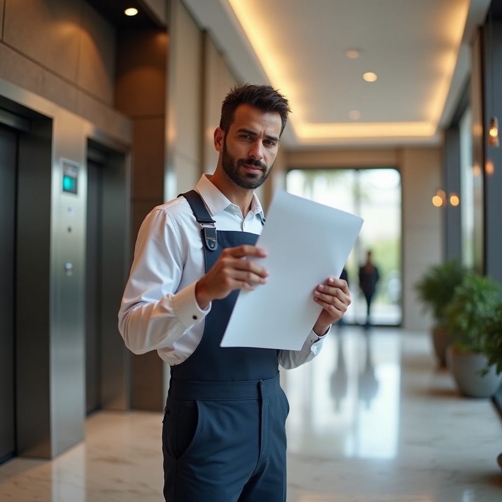 Técnico certificado con carné profesional de mantenimiento de ascensores
