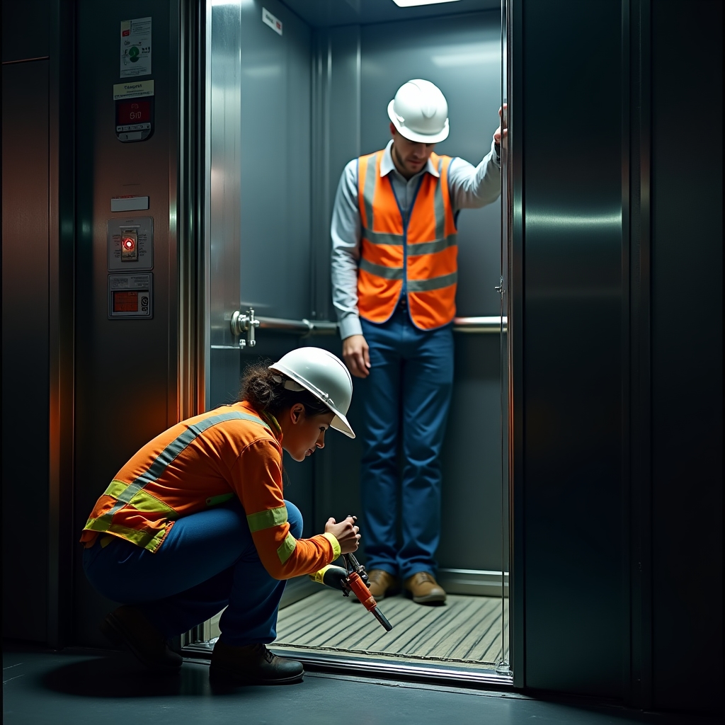 Simulación de rescate de personas en cabina de ascensor